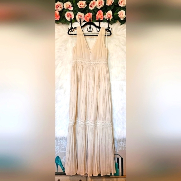 Massimo Dutti Bohemian Crepe Beaded Maxi Dress - Picture 5 of 10